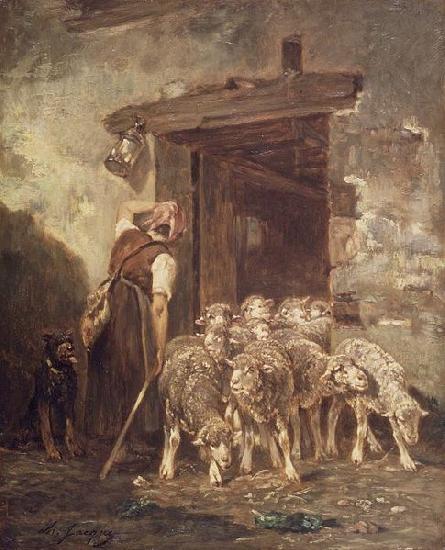 Charles Jacque Leaving the Sheep Pen